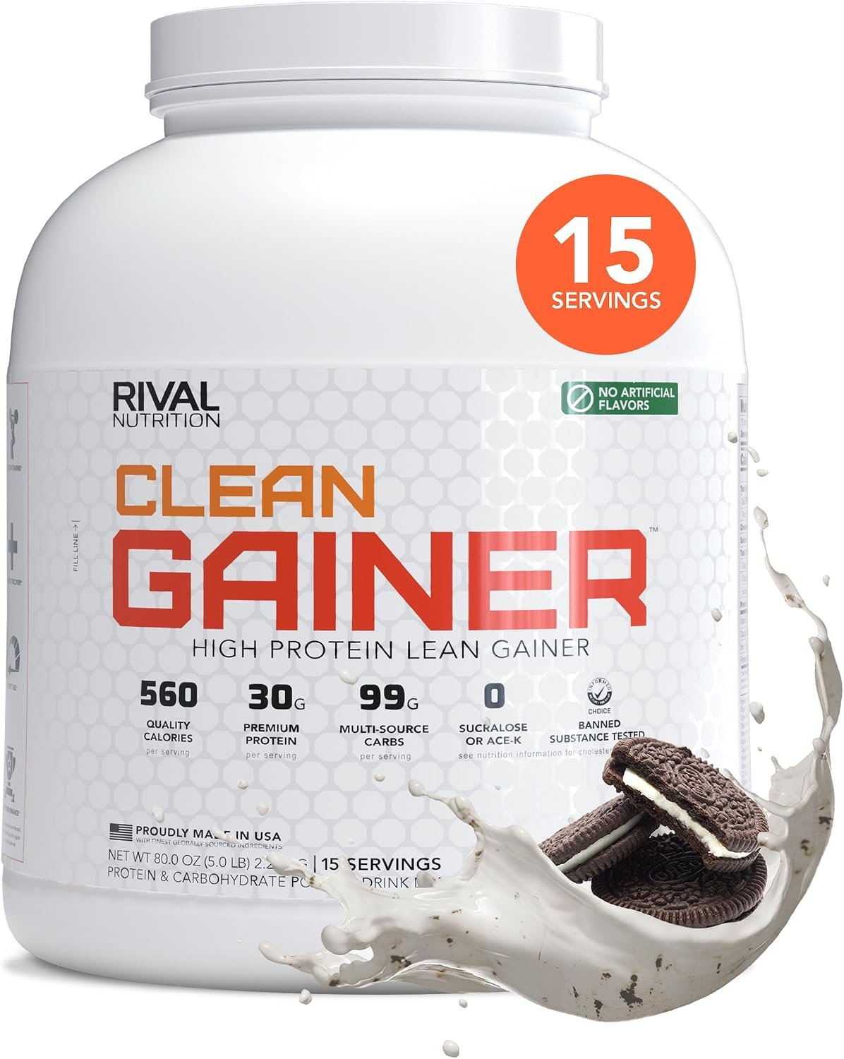 Rival Nutrition Clean Gainer Protein Powder (Cookies & Cream, 5 lb)