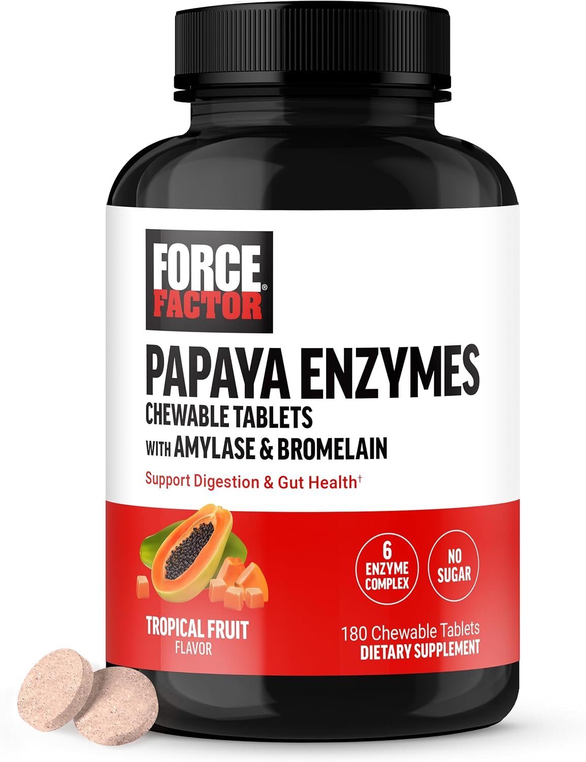 Force Factor Papaya Enzymes Complex, Digestion Supplement & Bloating Relief