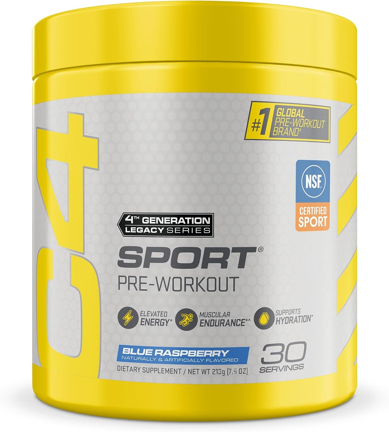 C4 Sport Pre Workout Powder with 135mg Caffeine, Blue Raspberry, 30 Serv