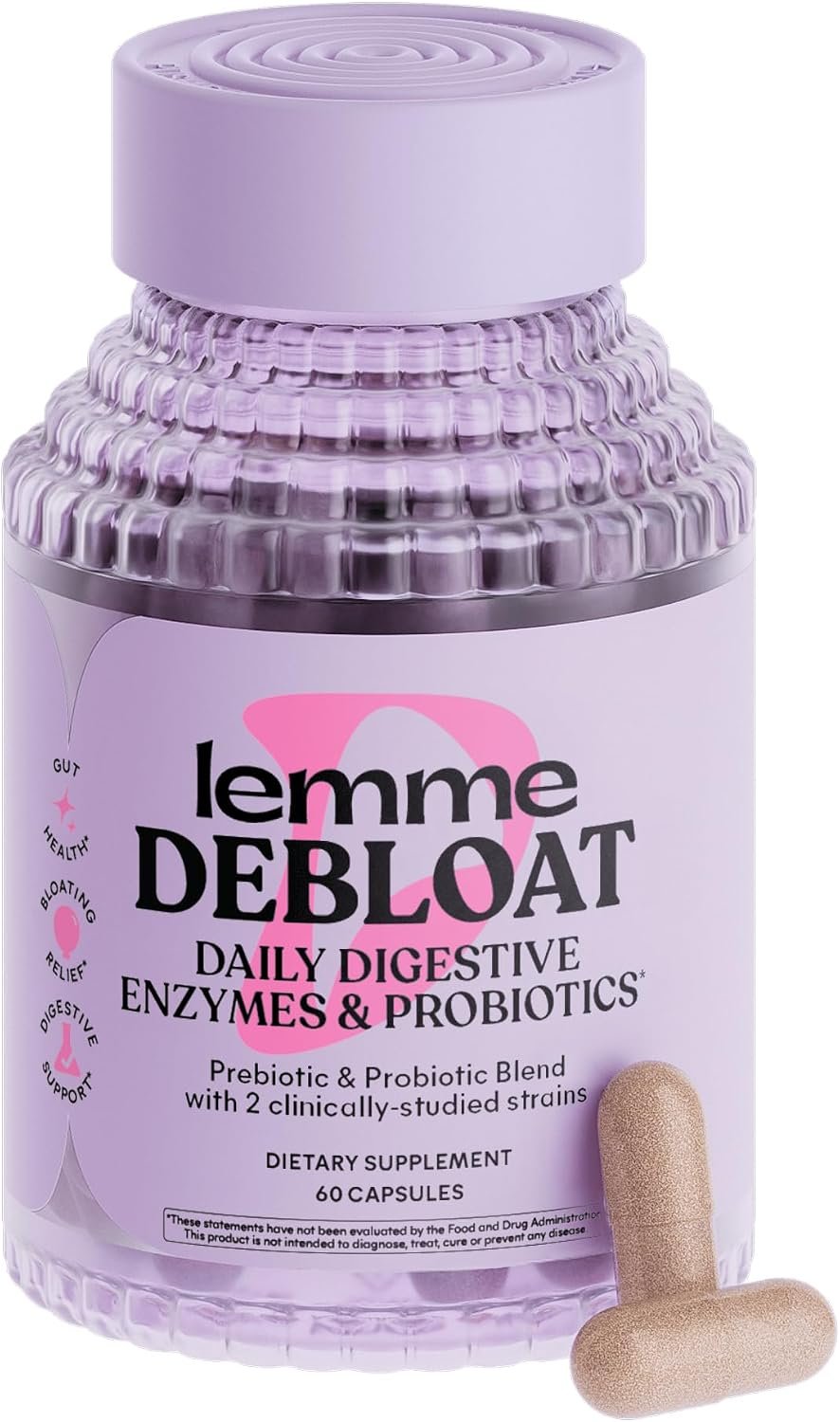 Lemme Debloat Probiotic Capsules for Bloating & Gas Relief, 30-Day Supply
