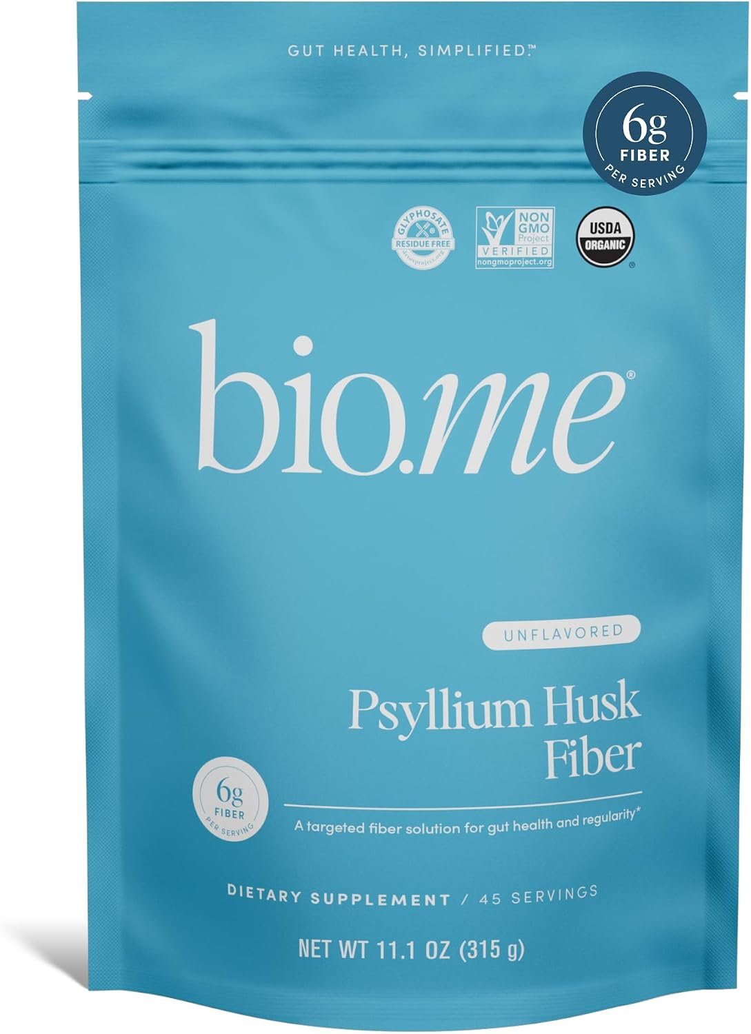 Bio.me Psyllium Husk Fiber – Unflavored, 45 Servings
