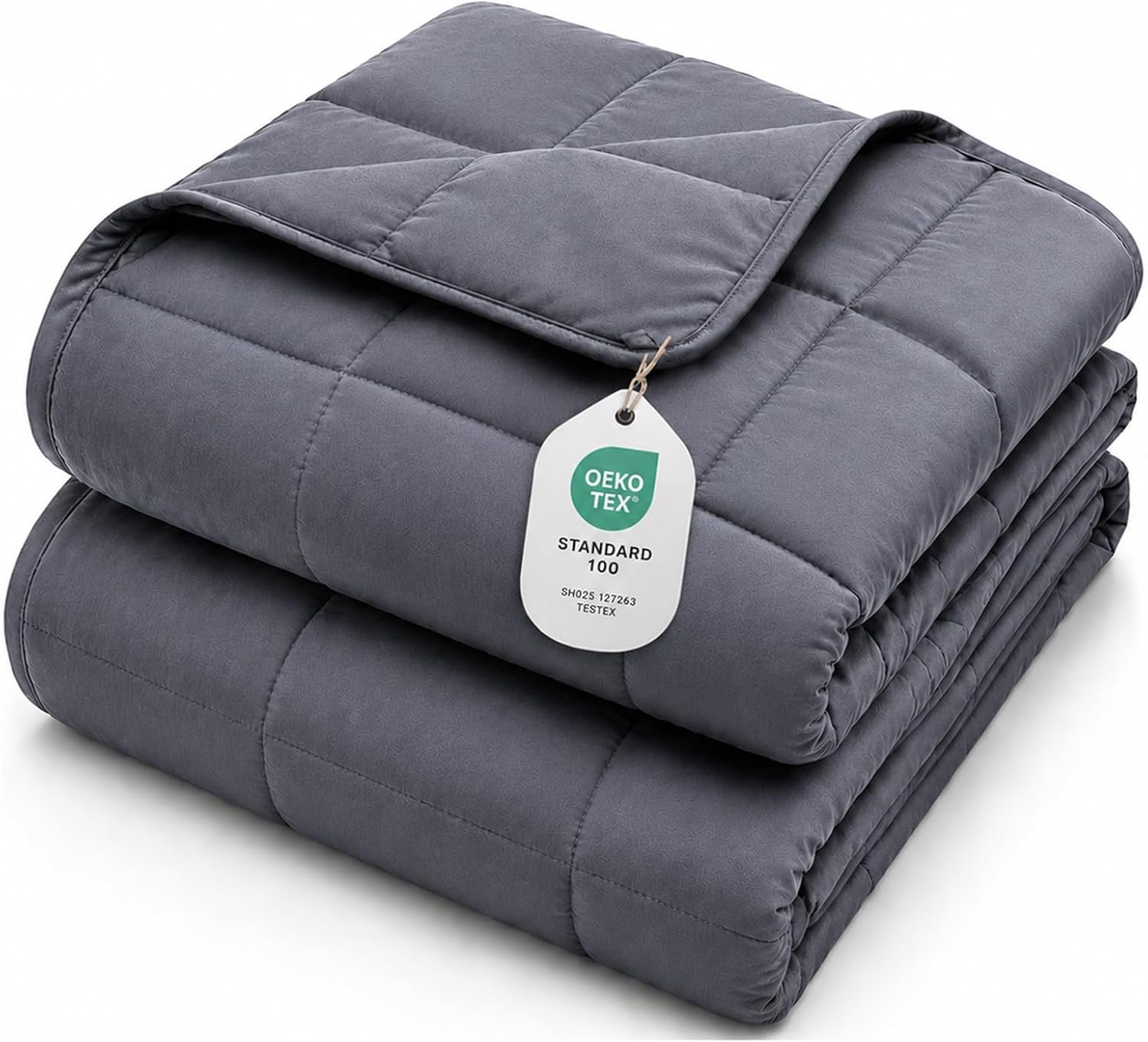 L’AGRATY Weighted Blanket for Adults 15lbs, 48″x72″, Dark Grey Twin Full Size Heavy Throw Blanket, Cooling, Breathable, Microfiber with Glass Beads, Big, Washable, All-Season