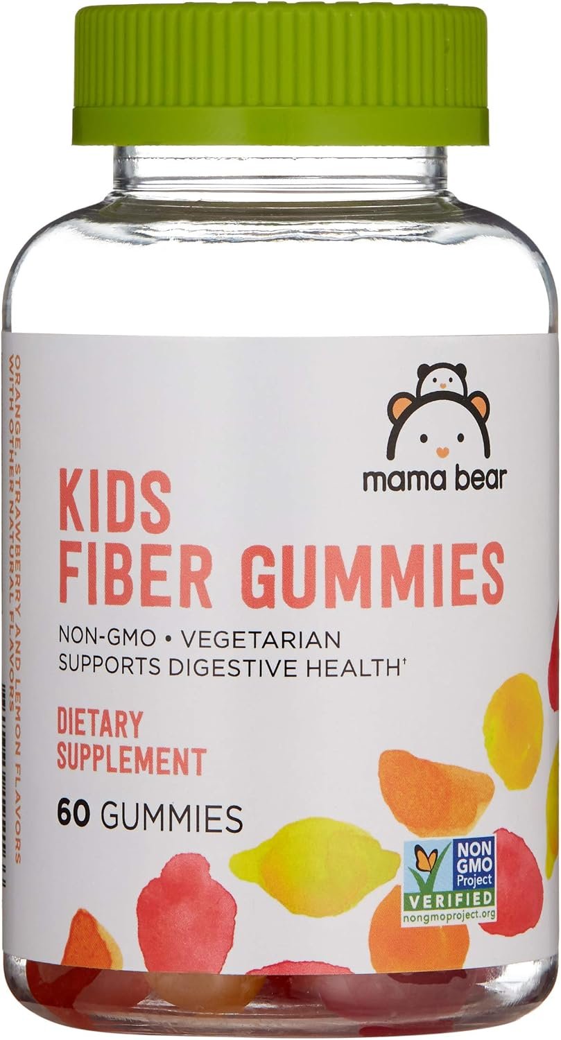 Amazon Brand – Mama Bear – Kids Fiber Gummies – Supports Digestive Health, Orange, 60 Count