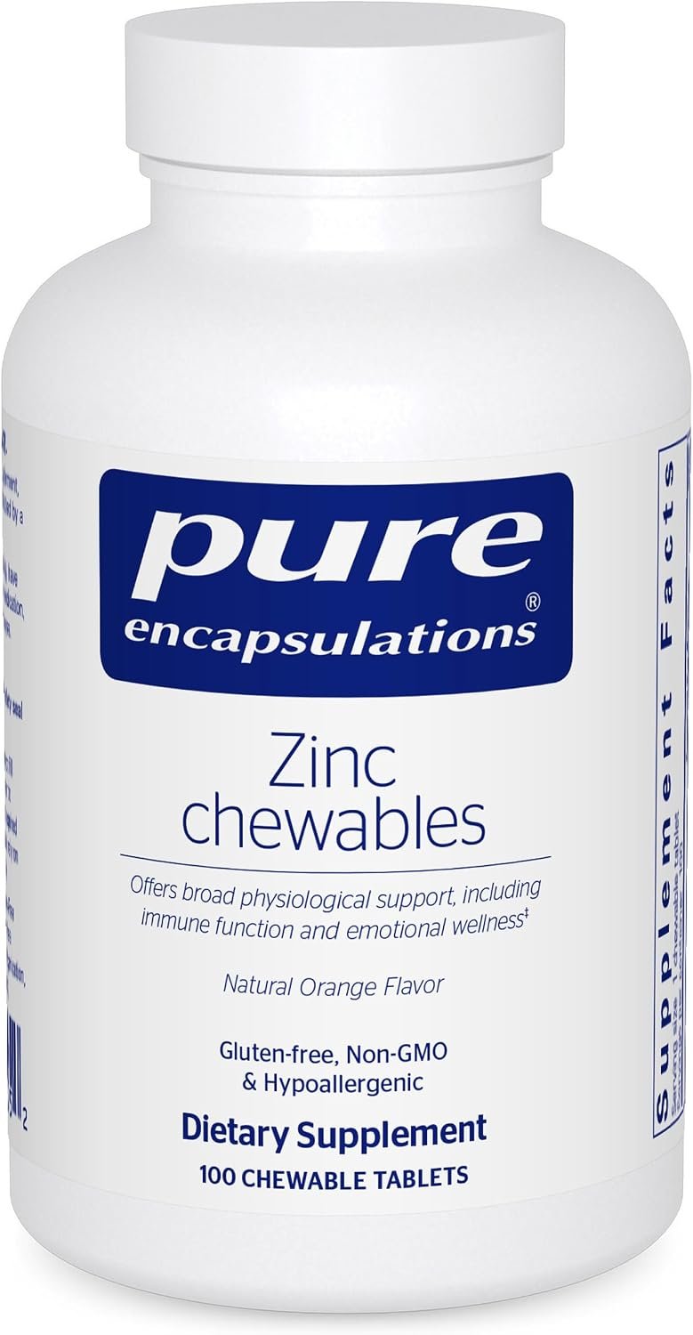 Pure Encapsulations Zinc Chewables, Natural Orange, 100 Chewable Tablets