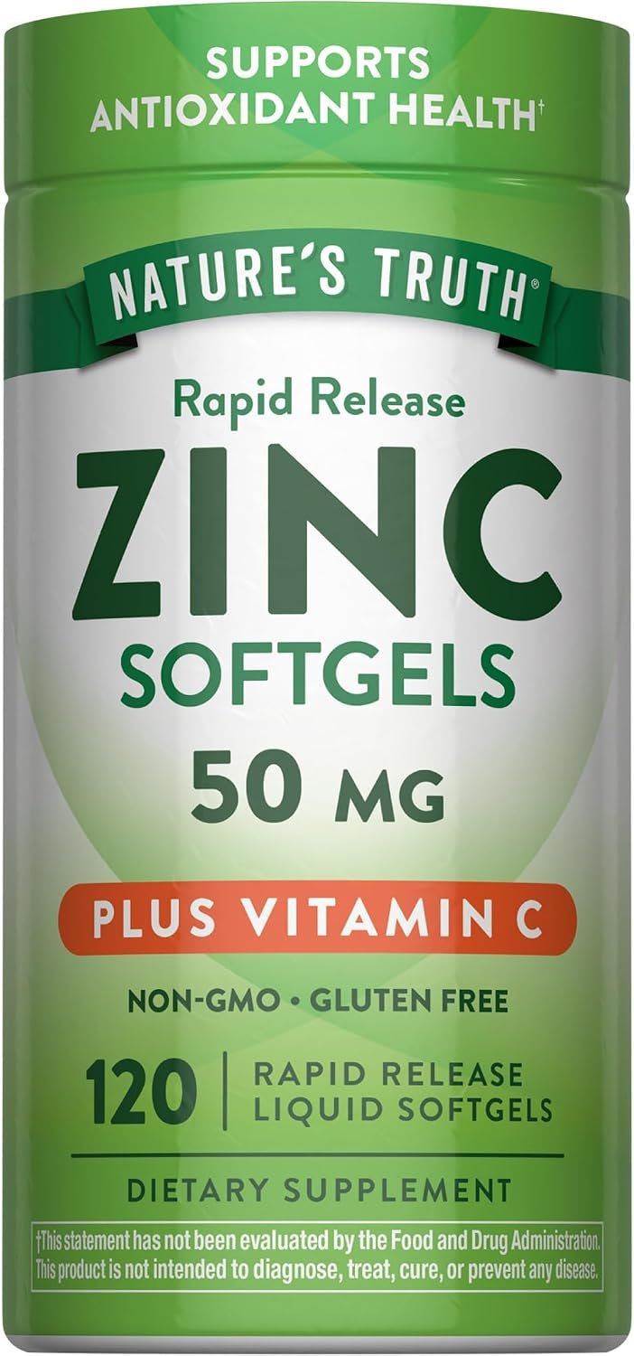 Nature’s Truth Zinc with Vitamin C | 50mg | 120 Softgels