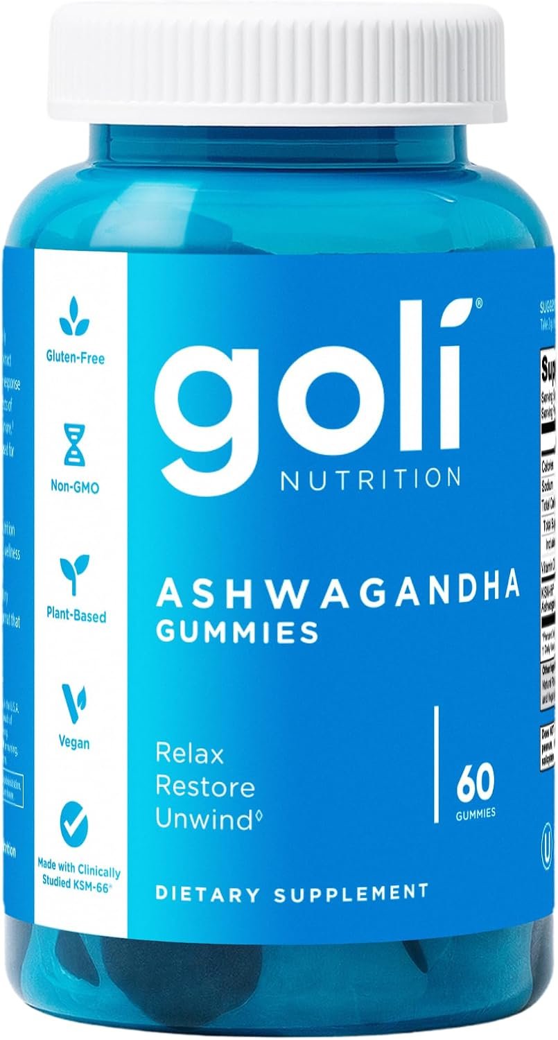 Goli Ashwagandha & Vitamin D Gummy – 60 Count – Mixed Berry, KSM-66, Vegan, Plant Based, Non-GMO, Gluten-Free & Gelatin Free Relax. Restore. Unwind, Pack of 1