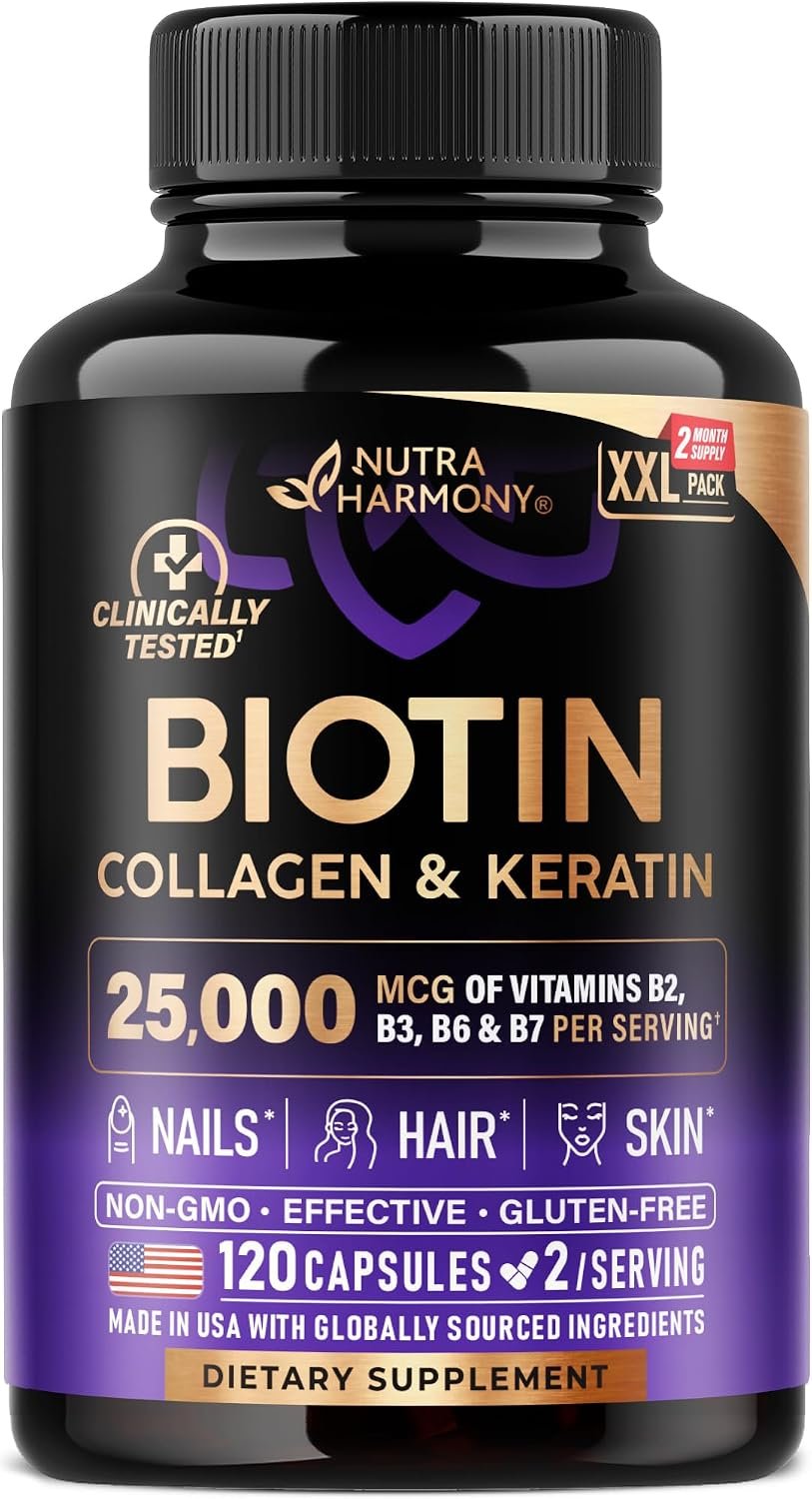 Biotin, Collagen, Hyaluronic Acid & Keratin – Hair Growth Support, 120 Caps