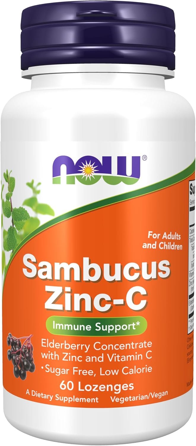NOW Supplements, Sambucus Zinc-C with Elderberry Concentrate, 60 Lozenges