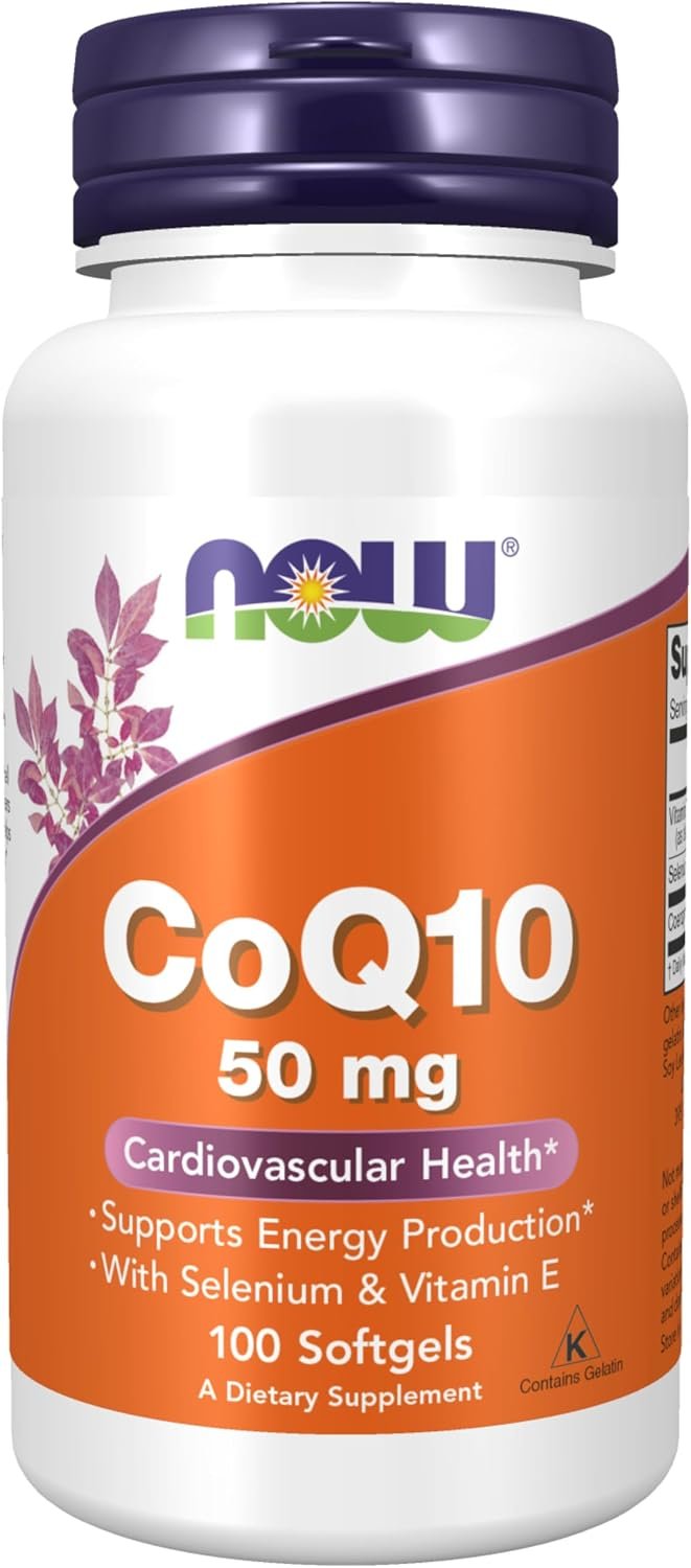 NOW Supplements, CoQ10 50 mg, Pharmaceutical Grade, All-Trans Form produced by Fermentation, 100 Softgels