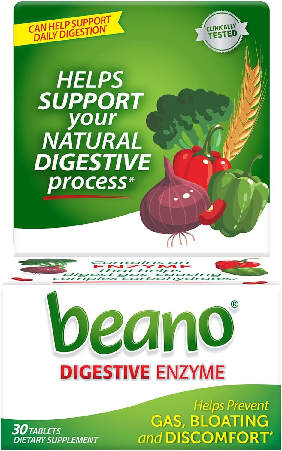 Beano Digestive Enzyme, Helps Prevent Gas & Bloating, 30 Tablets