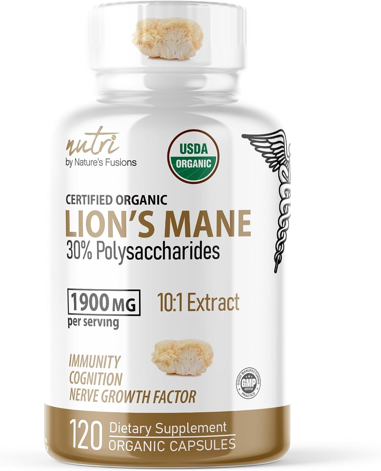 Nutri Organic Lion’s Mane 1900mg – Cognitive & Heart Health – 120 Caps