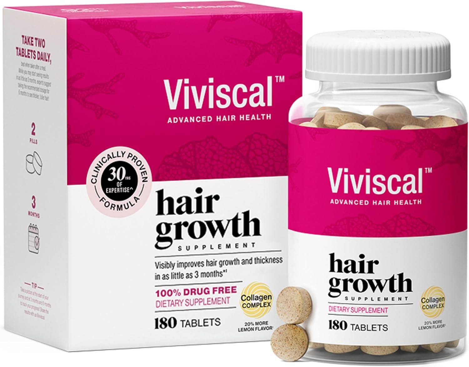 Viviscal Hair Growth Supplements for Women, 180 Tablets, 90-Day Supply