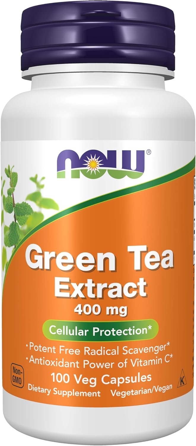 NOW Supplements, Green Tea Extract 400 mg with Vitamin C, 100 Veg Caps