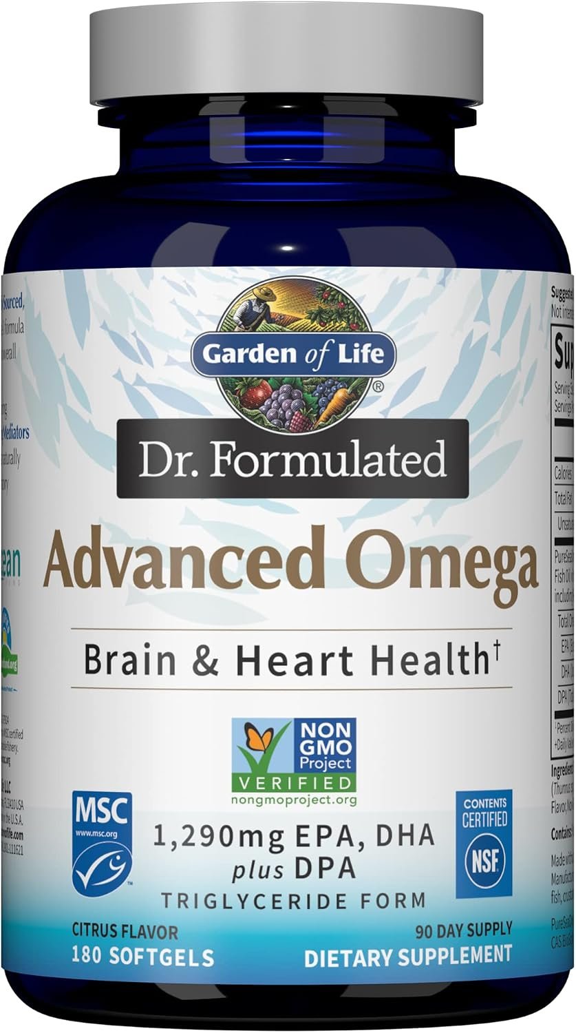 Garden of Life Dr. Formulated Advanced Omega 3 Fish Oil, 180 Softgels