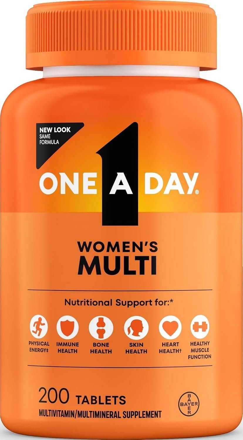 One A Day Multivitamin for Women- Daily Vitamins for Woman with Biotin, Calcium, Folic Acid, Iron & Zinc, Complete Women’s Vitamins, 200 Ct (Packaging May Vary)