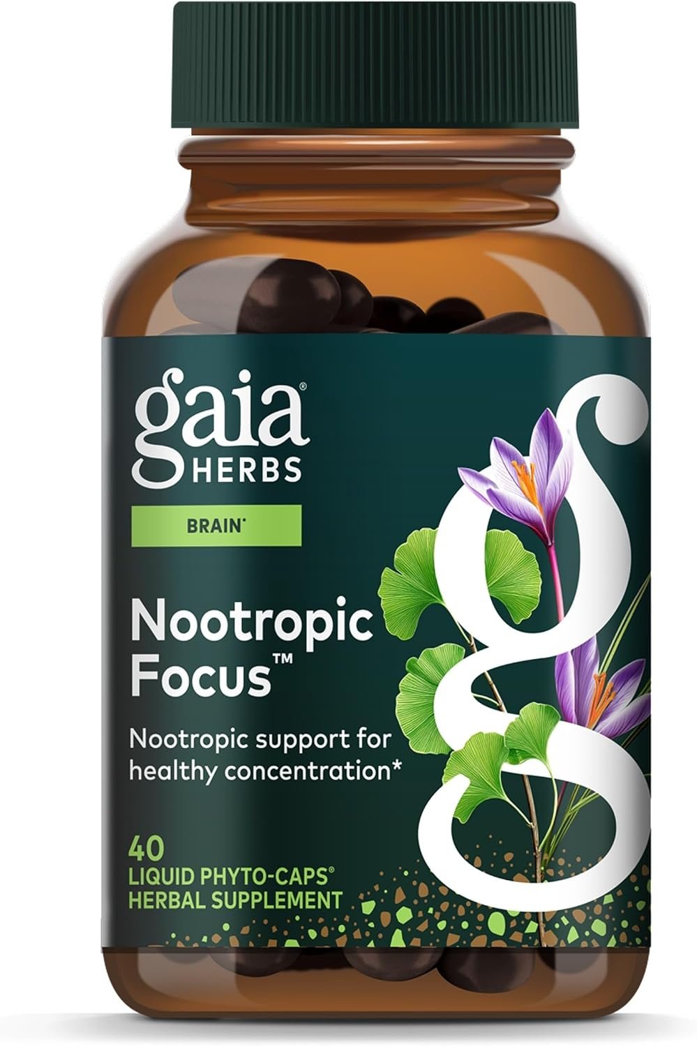 Gaia Herbs Nootropic Focus, 40 Vegan Capsules, 20 Servings