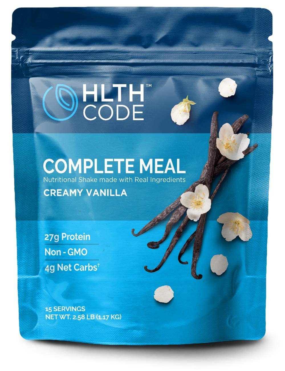 HLTH Code Complete Meal Replacement Shake – Healthiest Meal Replacement = Healthiest You | Keto Friendly | High Protein | Low Carb | Collagen | Gluten Free | Creamy Vanilla Flavor (15 servings)