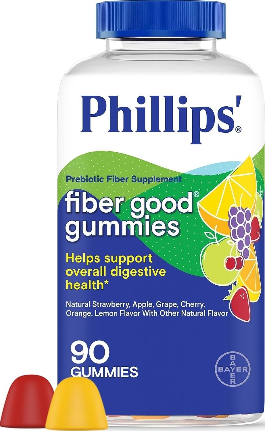 Phillips’ Fiber Good Gummies, Supplement with Inulin for Adults and Children, Fruit Flavored Daily Gummies, 4g of Prebiotic Fiber Per Serving , 90 Count