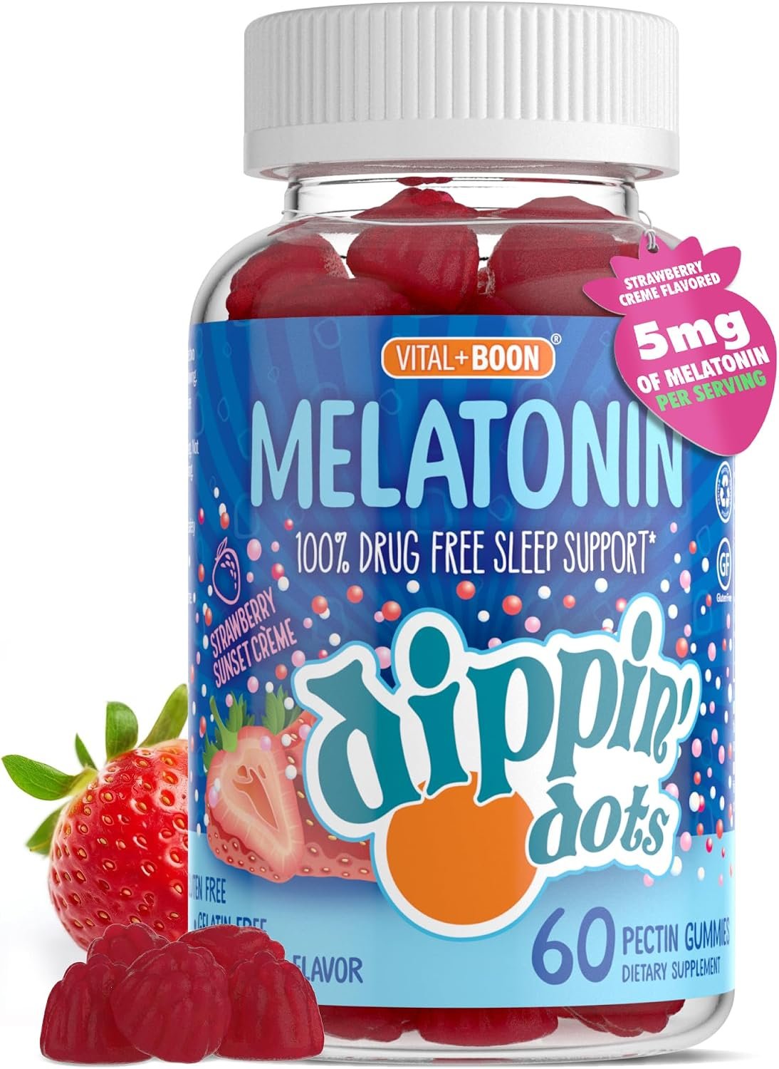 Dippin’ Dots Kids Melatonin Gummies, Natural Sleep Aid, 2.5mg (60 Ct)