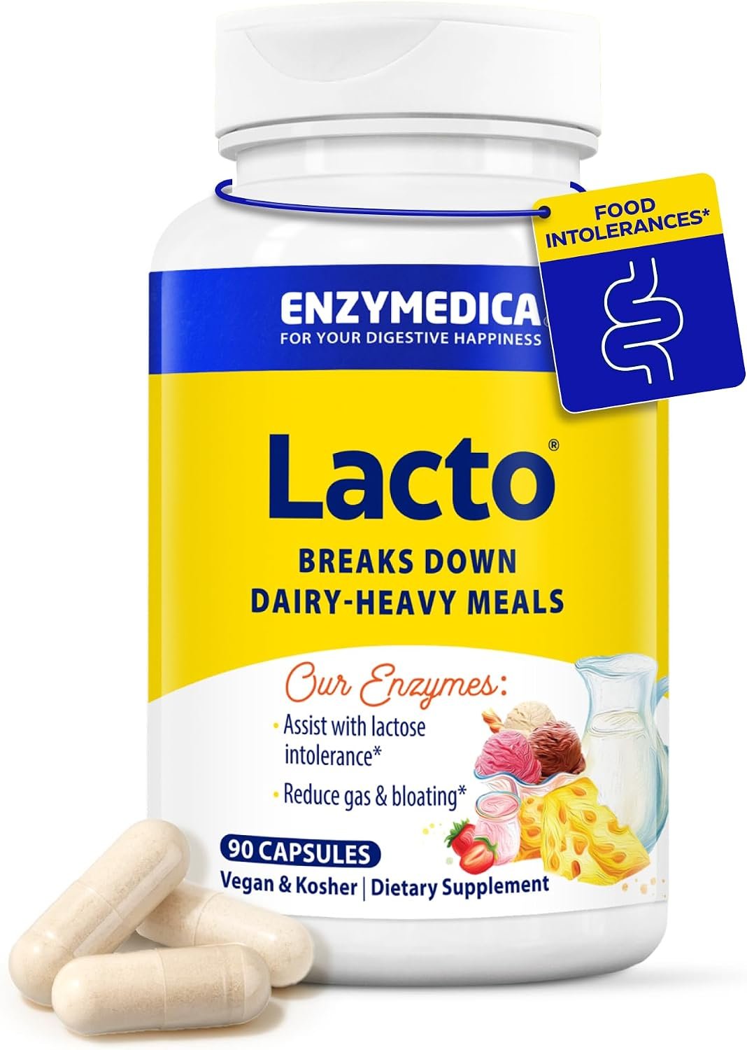 Enzymedica Lacto Digestive Enzymes for Men & Women – 90 Capsules