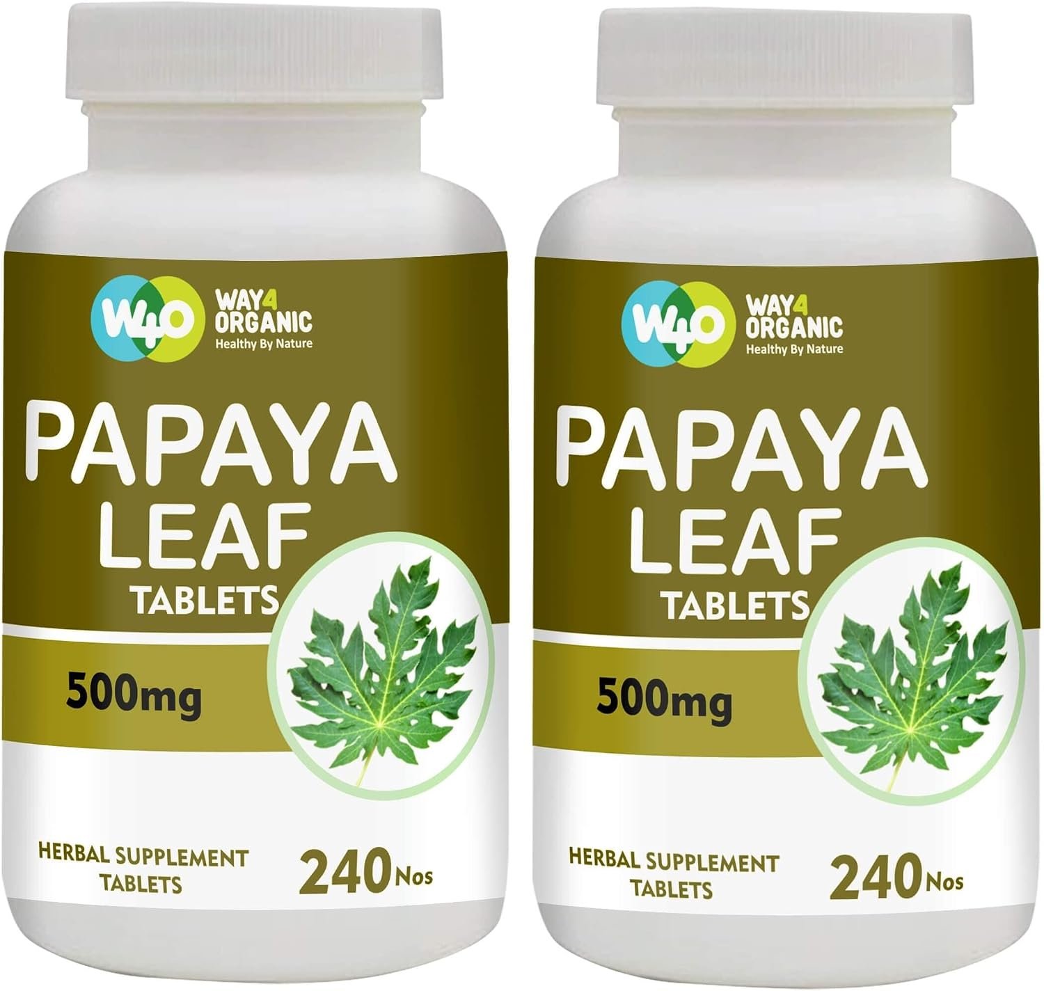 Papaya Leaf Extract Capsules (Tablets) – 500 mg 240 Pills, Supports Immunity & Digestion – 120 Days Supply
