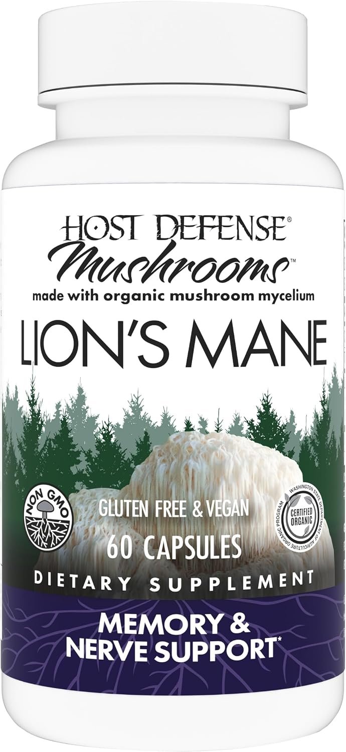 Host Defense Lion’s Mane, Brain Health & Focus Support, 60 Capsules