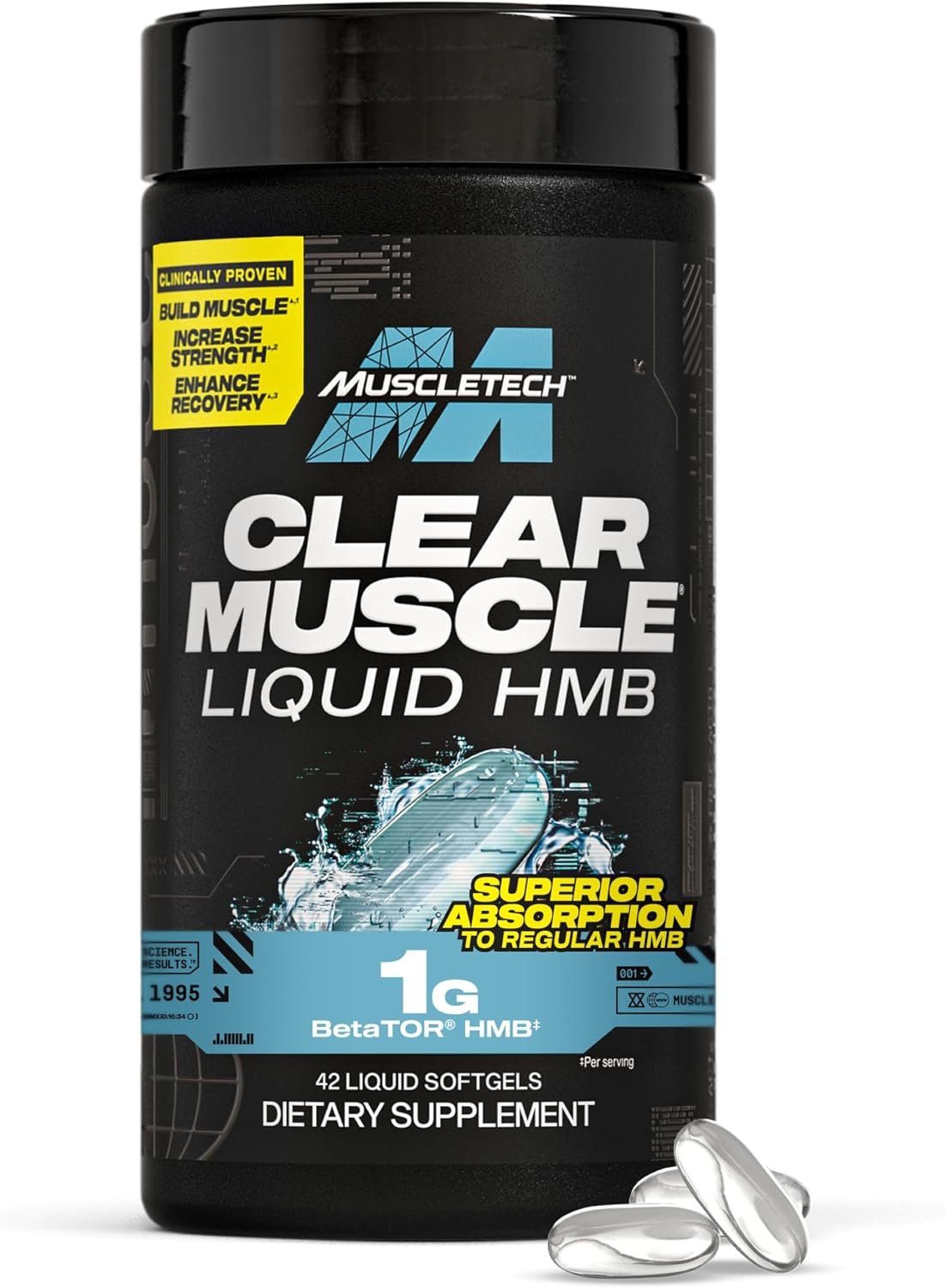 MuscleTech HMB Supplements 1000mg, Clear Muscle (42 Liquid Softgels)