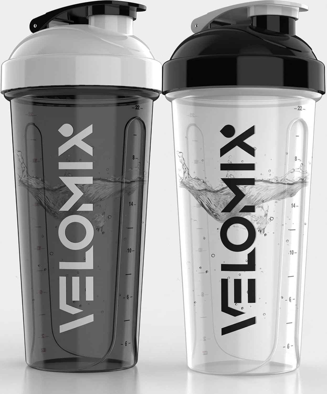 VELOMIX 2 Pack 28oz Water Bottle Black/White