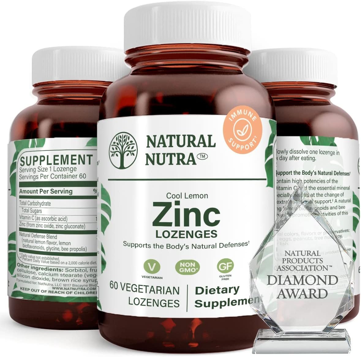 Natural Nutra Zinc Lozenges with Vitamin C, Lemon Flavor, 60 Vegetarian