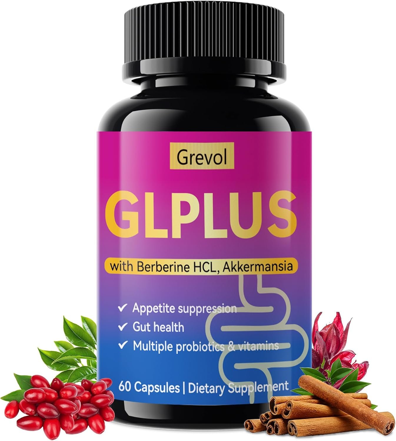 Grevol Berberine with Ceylon Cinnamon for Weight Loss – 60 Capsules