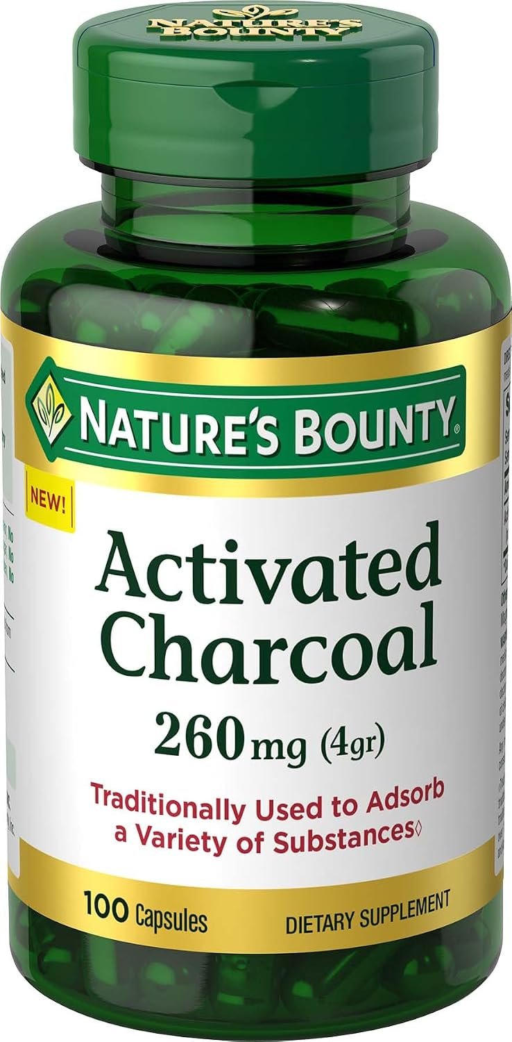Nature’s Bounty Activated Charcoal 260 mg, 100 Capsules
