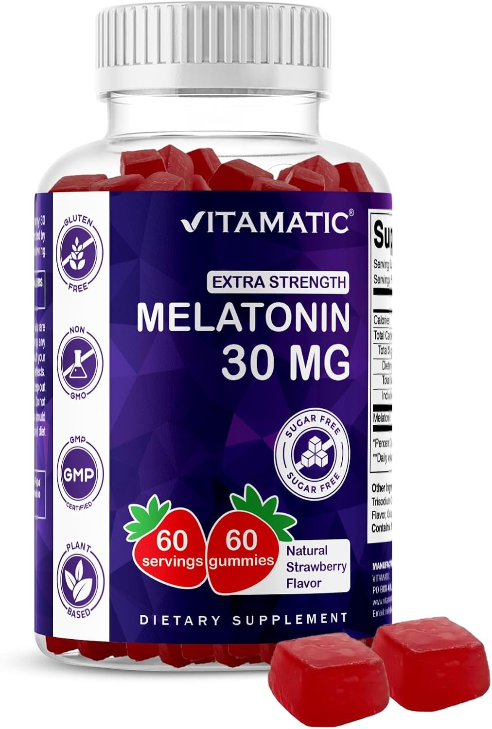 Vitamatic Extra Strength Melatonin 30 mg, 60 Gummies