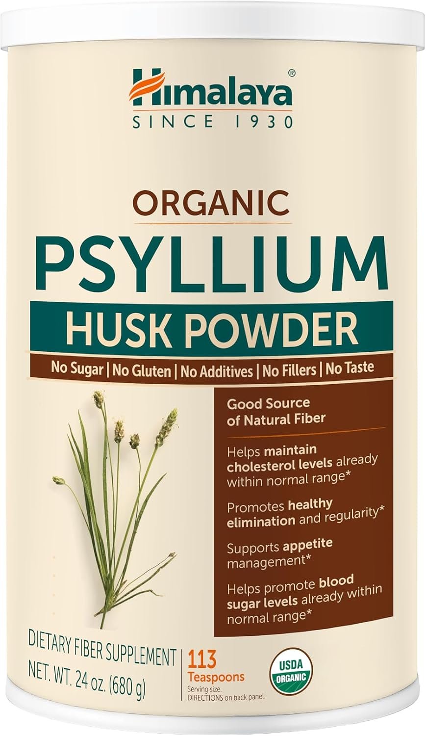 Himalaya Organic Psyllium Husk Powder,Fiber Supplement, Unflavored, 24 oz
