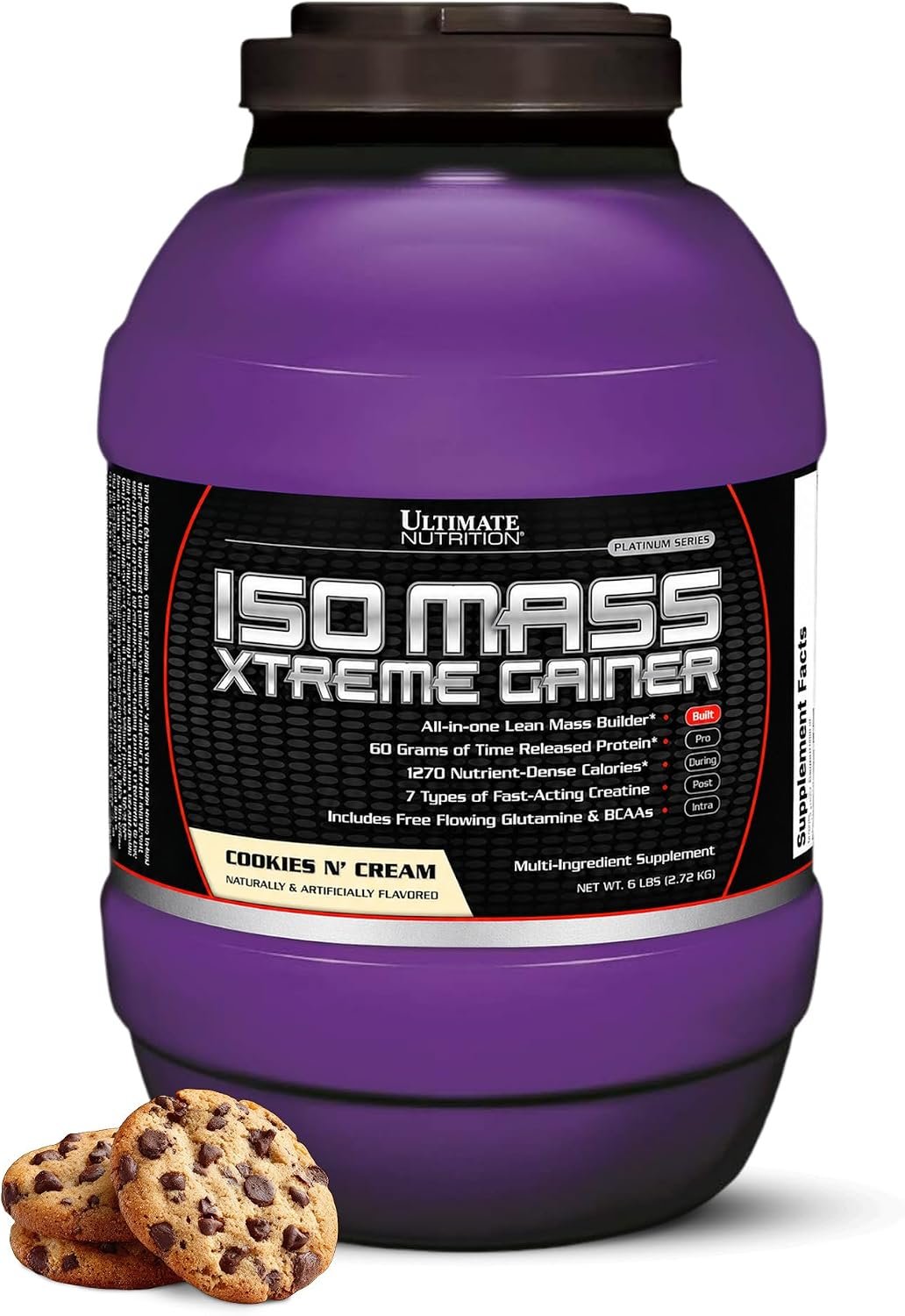 Ultimate Nutrition ISO Mass Xtreme Gainer, Cookies N’ Cream, 10lb
