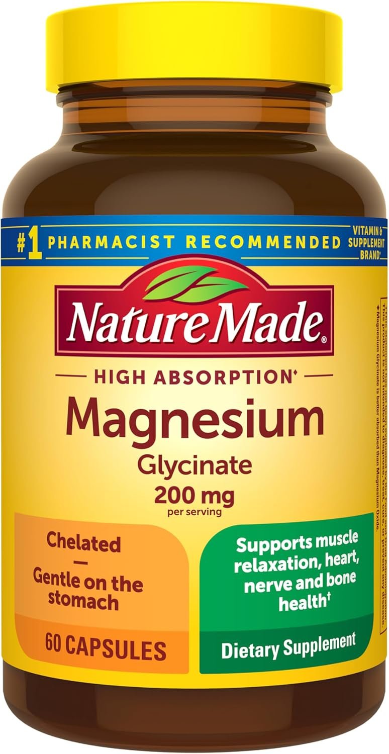 Nature Made Magnesium Glycinate 200 mg per Serving, 60 Capsules