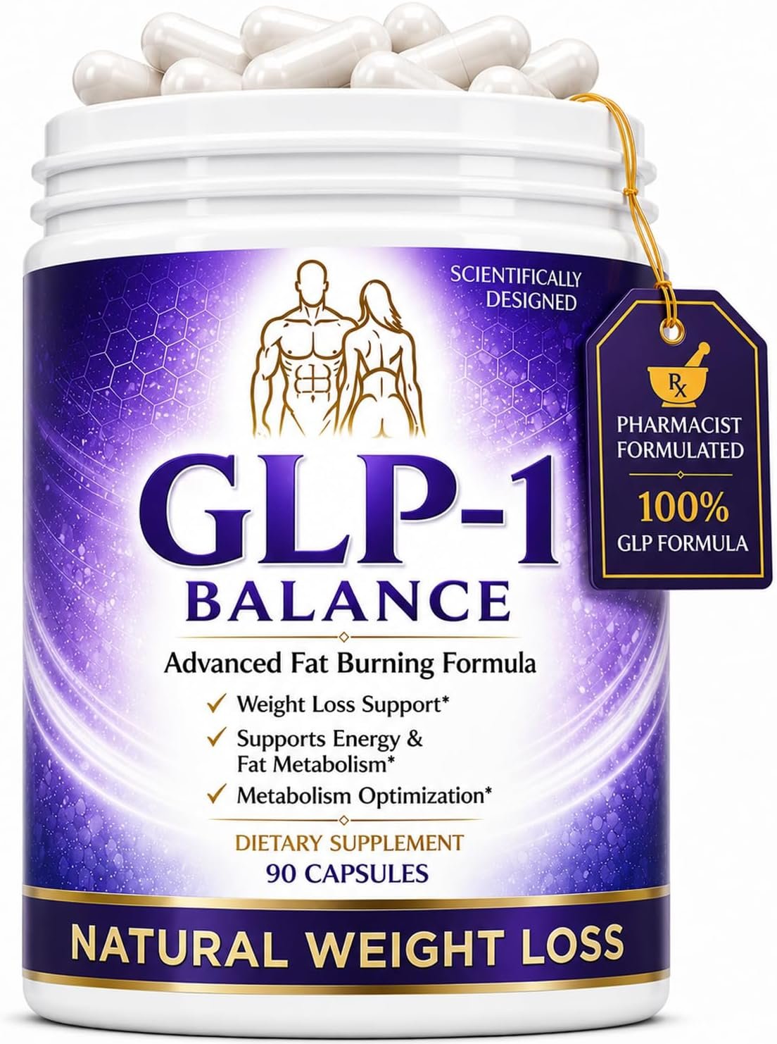 GLP-1 Weight Loss Supplement & Gut Health – Appetite Control 90 Veg Caps