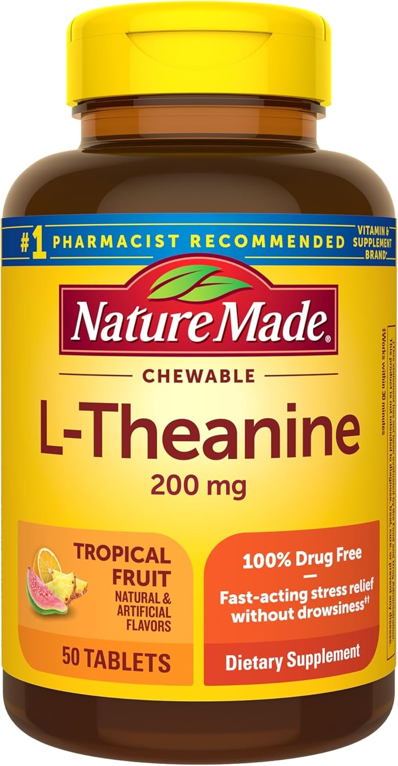 Nature Made Chewable L Theanine 200mg, 50 Chewable Tablets