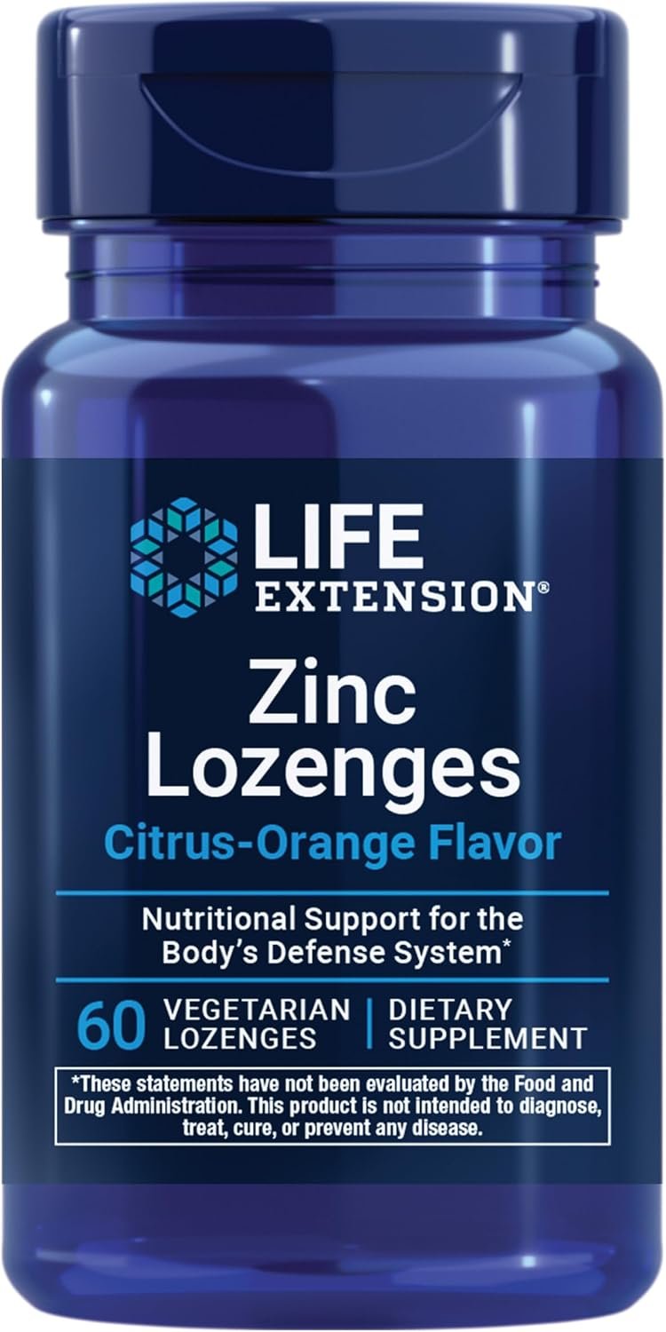Life Extension Zinc Lozenges Fast-Acting Immune Support, 60 Lozenges