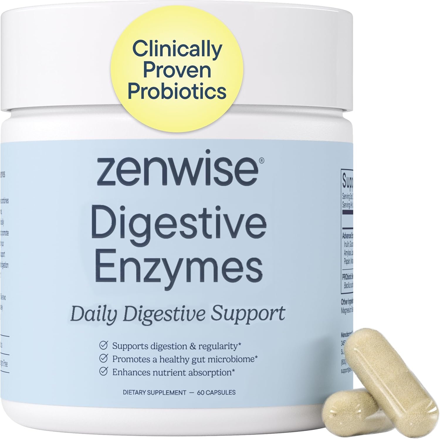 Zenwise Health Digestive Enzymes, Probiotics, for Gut Health Bloat – 60 CT