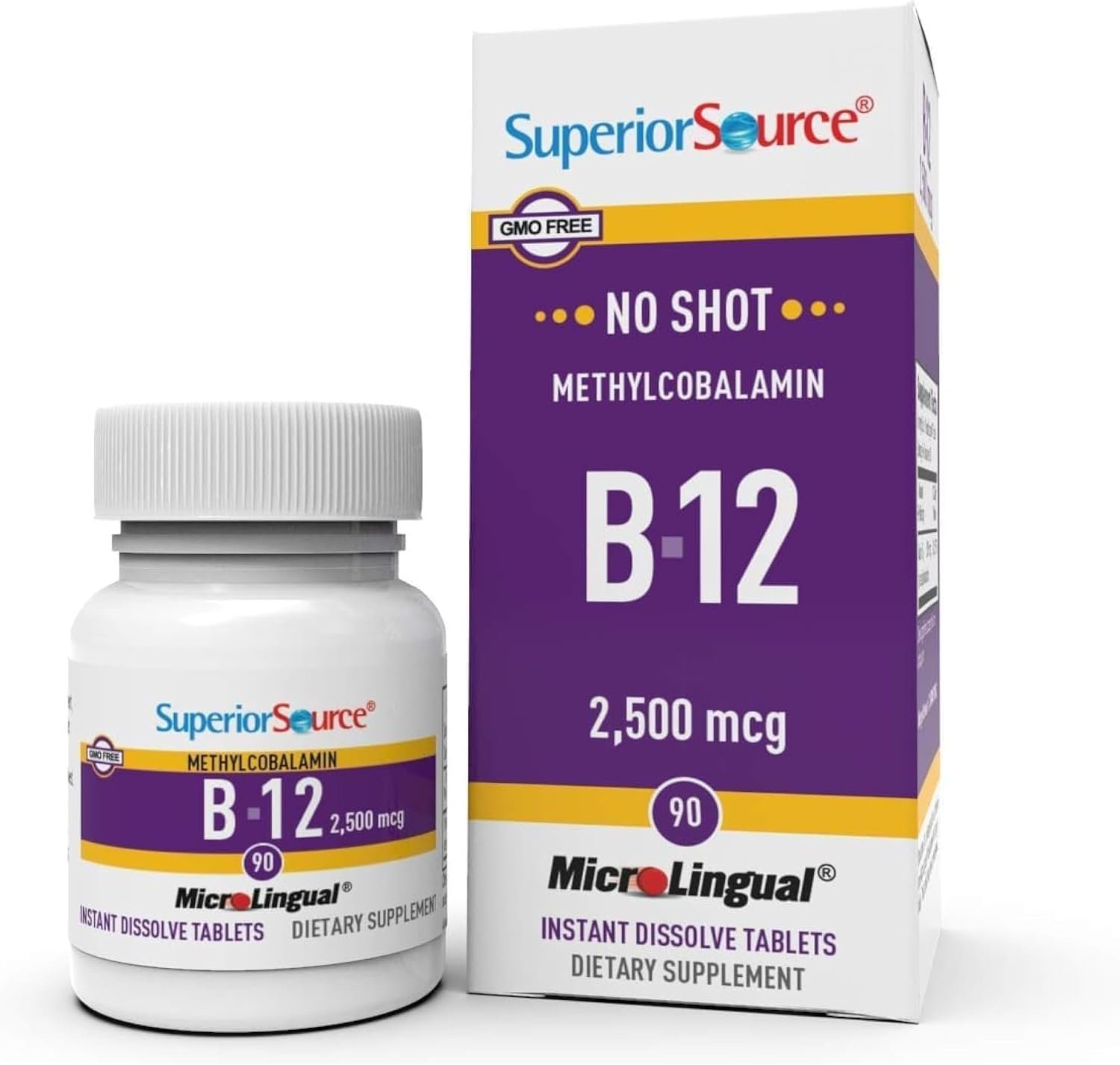 Superior Source No Shot Vitamin B-12 Methylcobalamin 2,500 mcg, 90 Ct