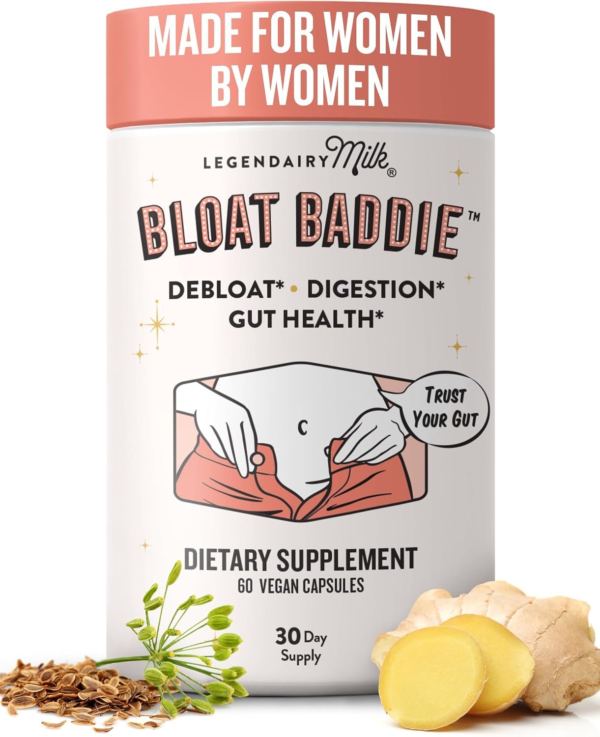 Legendairy Milk Bloat Baddie Digestive Support with Probiotics, 60 Capsules