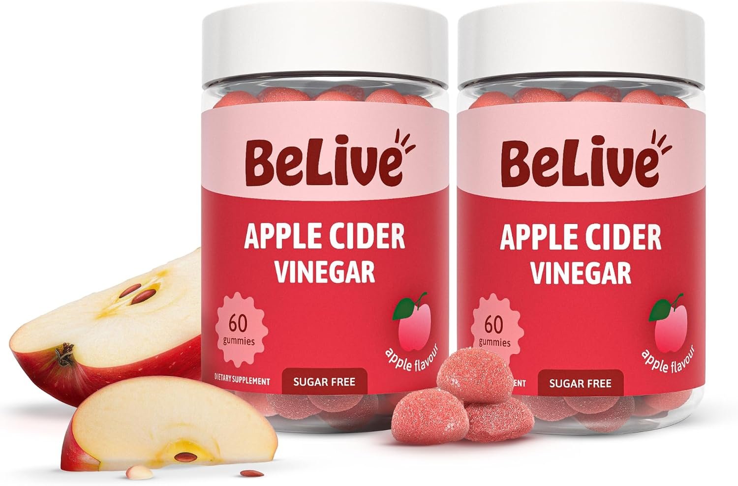 BeLive Apple Cider Vinegar Gummies, 500mg, for Digestive Health, Zero Sugar
