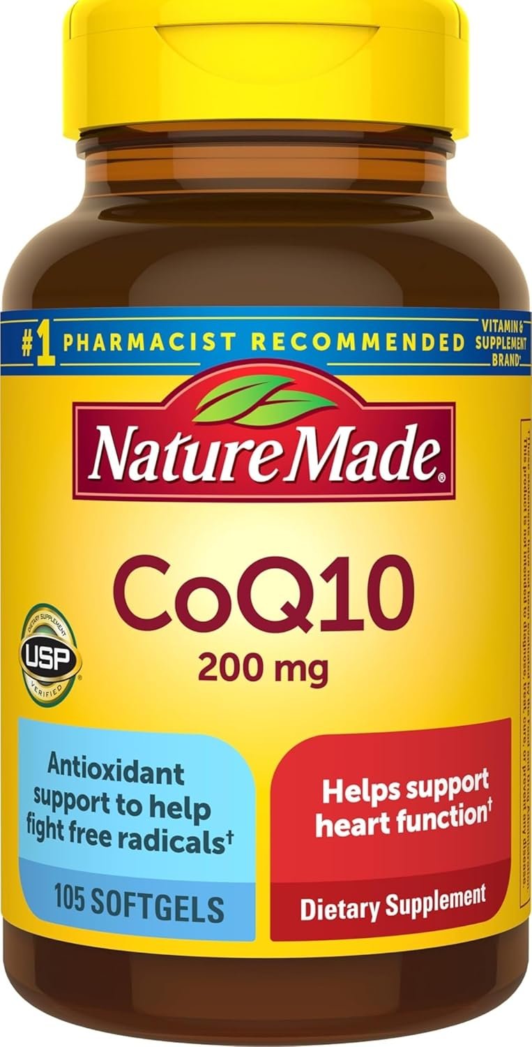 Nature Made CoQ10 200mg Softgels for Heart Health Support, 105 Softgels