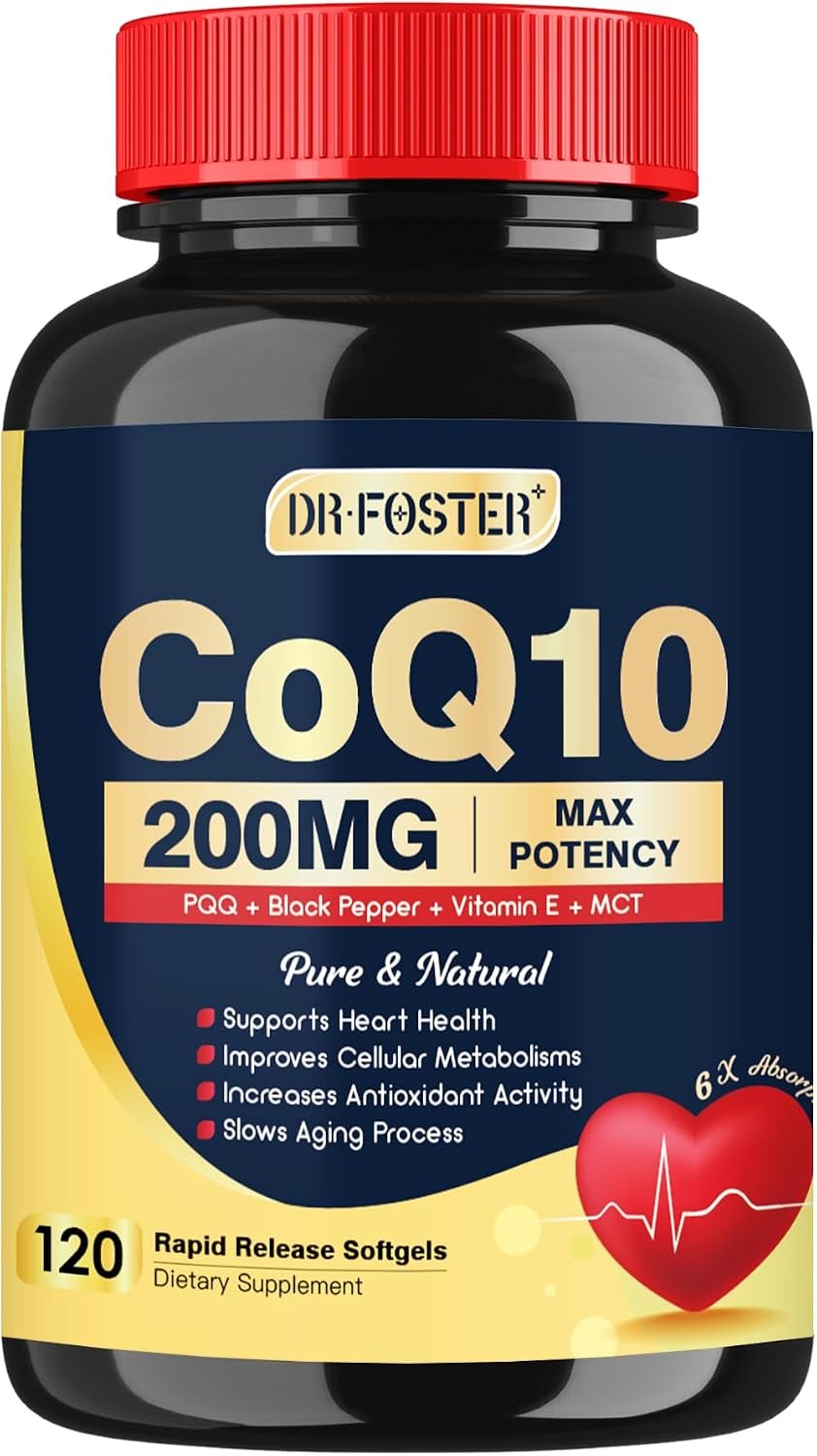 DRFOSTER CoQ10 200mg Softgels with PQQ & Vitamin E, 120 Servings