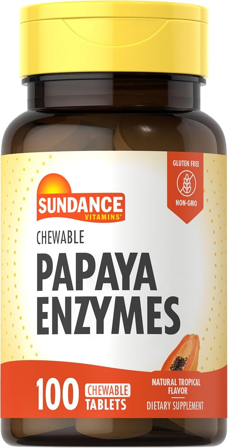 Sundance Papaya Enzymes | 100 Chewable Tablets | Natural Tropical Flavor