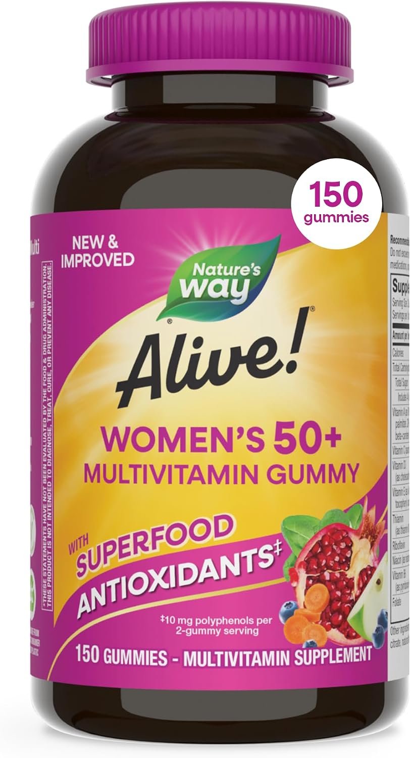 Nature’s Way Alive! Women’s 50+ Multivitamin Gummy, Mixed Berry, 130 ct