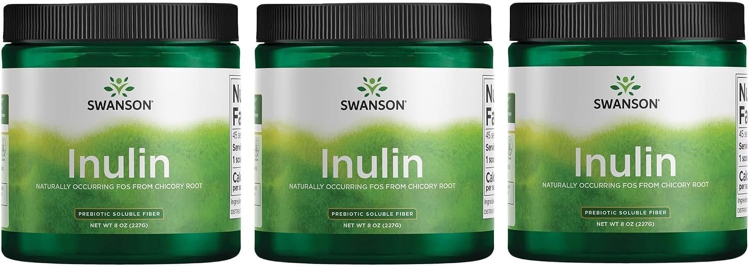 Swanson Inulin Prebiotic Soluble Fiber, 8 oz Powder, 3 Pack
