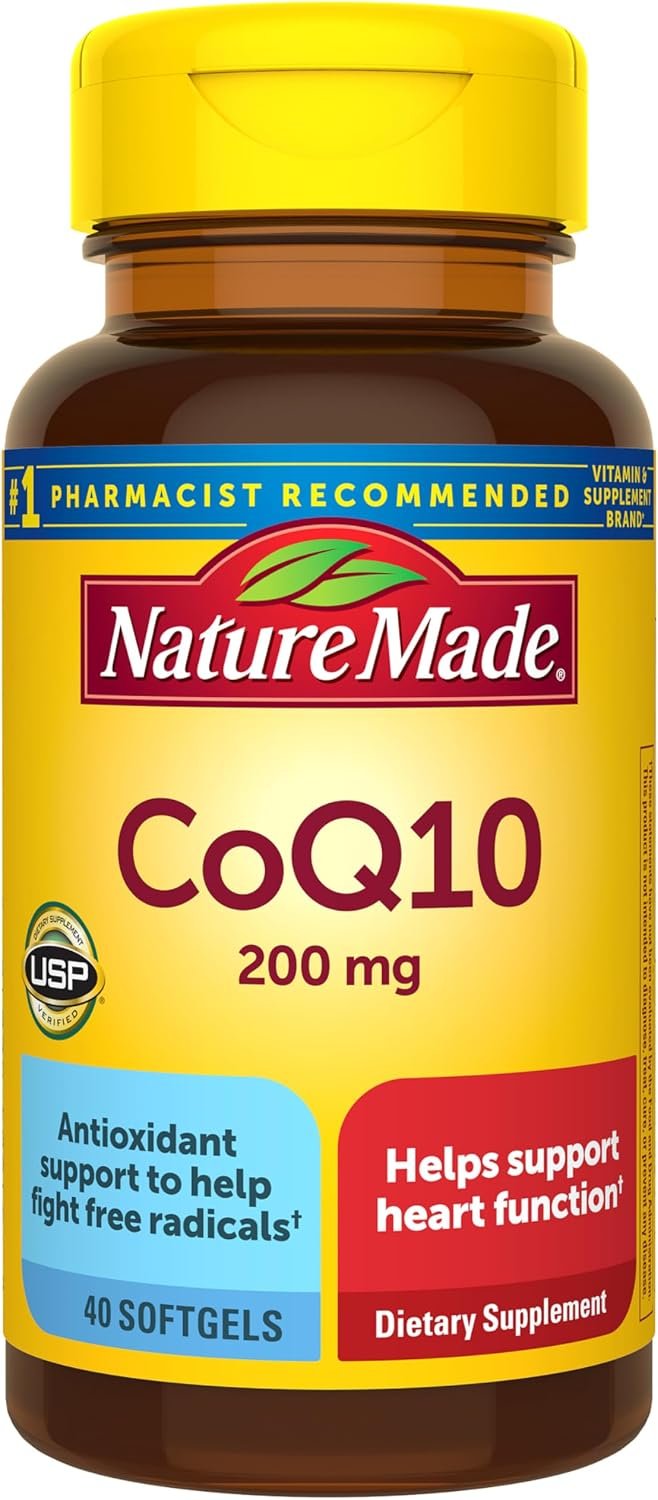 Nature Made CoQ10 200mg Softgels, Dietary Supplement for Heart Health Support, 40 Softgels, 40 Day Supply