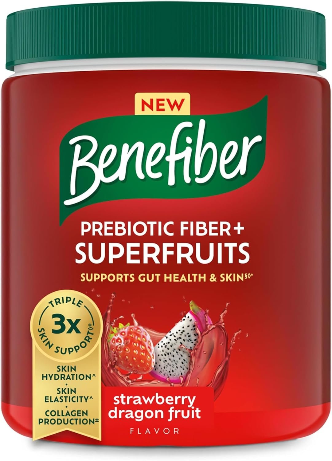 Benefiber Prebiotic Fiber + Superfruits, Strawberry Dragon Fruit, 8.8 oz