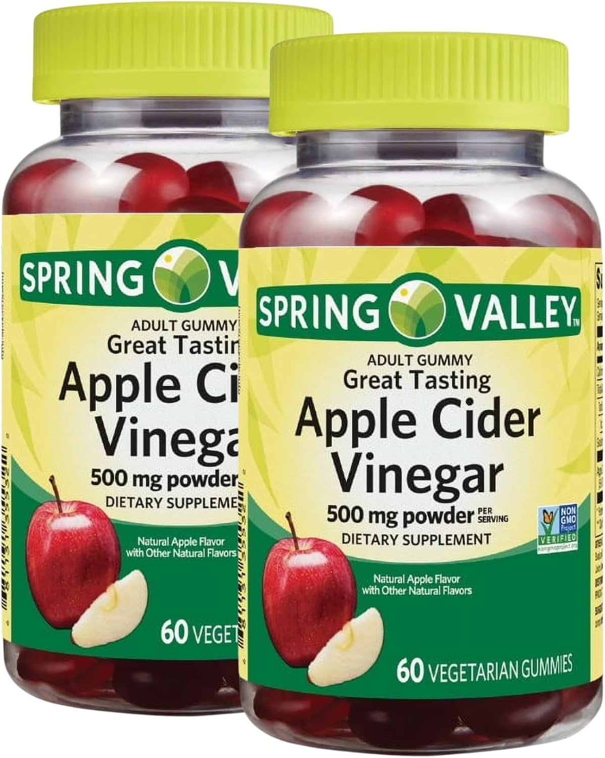 Apple Cider Vinegar Gummies 500 mg – 60 Count, ACV Gummies with Natural Apple Flavor, Daily Wellness Gummy, Vegetarian ACV Supplement, Digestive Support (Pack of 2)